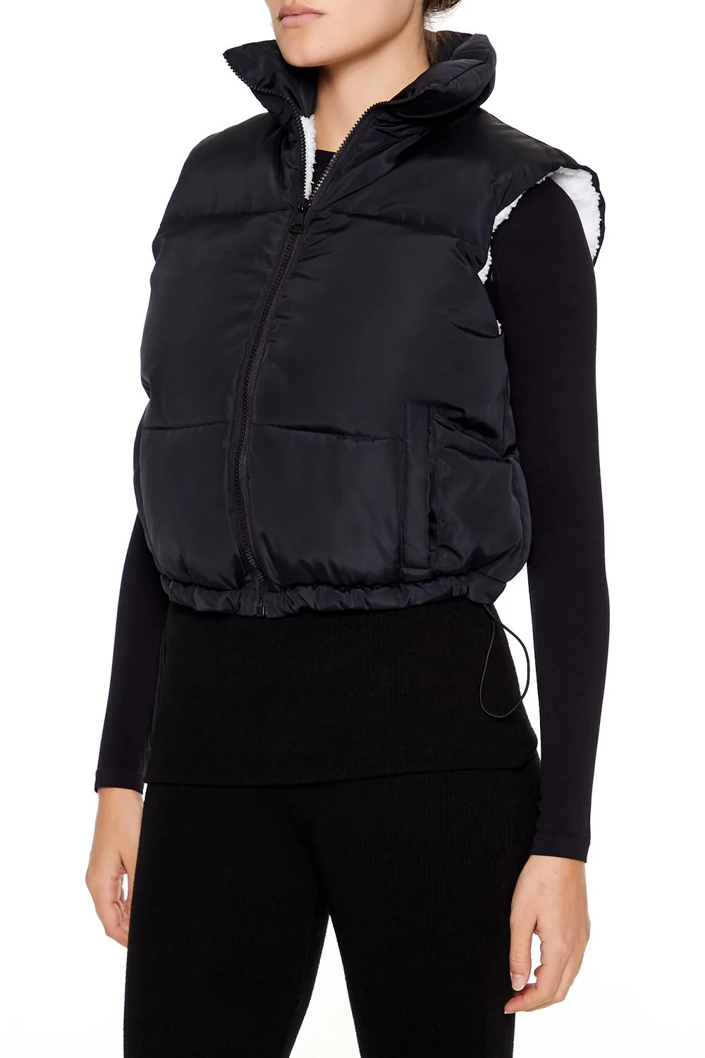 Toggle Drawstring Cropped Vest - Image 4