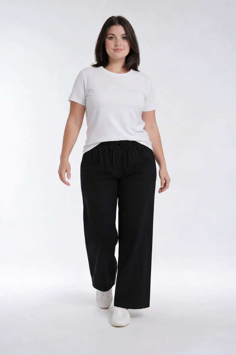 Plus Size Wide-Leg Drawstring Pants