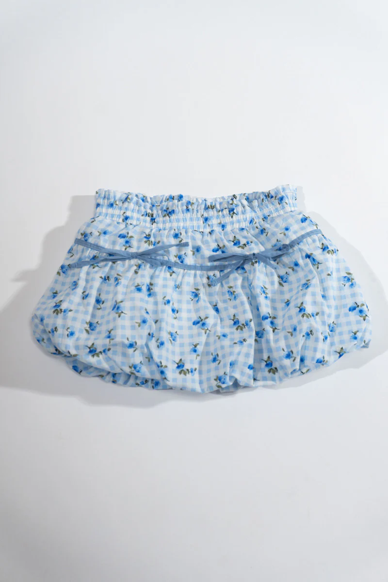Girls Tiered Gingham & Floral Skirt