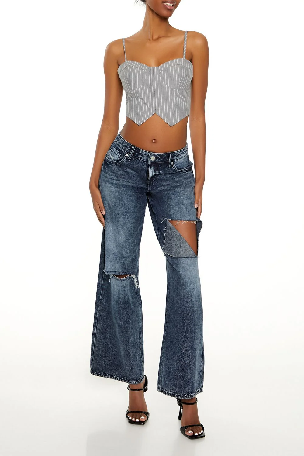 Pinstriped Cropped Cami - Image 2