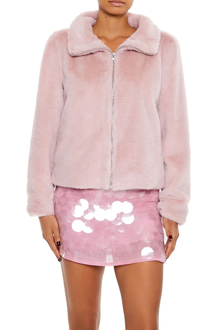 Faux Fur Zip-Up Coat - Image 2