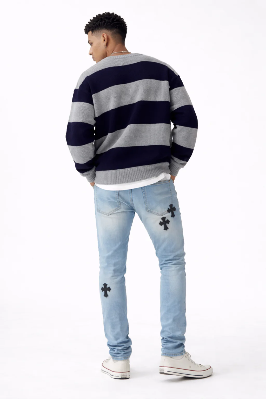 Cross Embroidered Skinny Jeans - Image 2