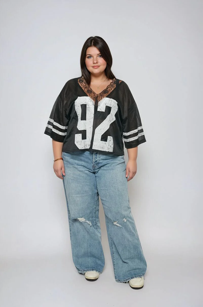 Plus Size Lace-Trim Mesh Jersey Top - Image 6