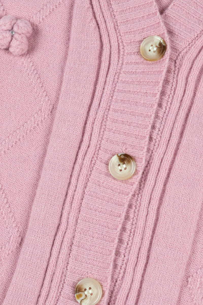 Bow Applique Cropped Cardigan Sweater - Image 3
