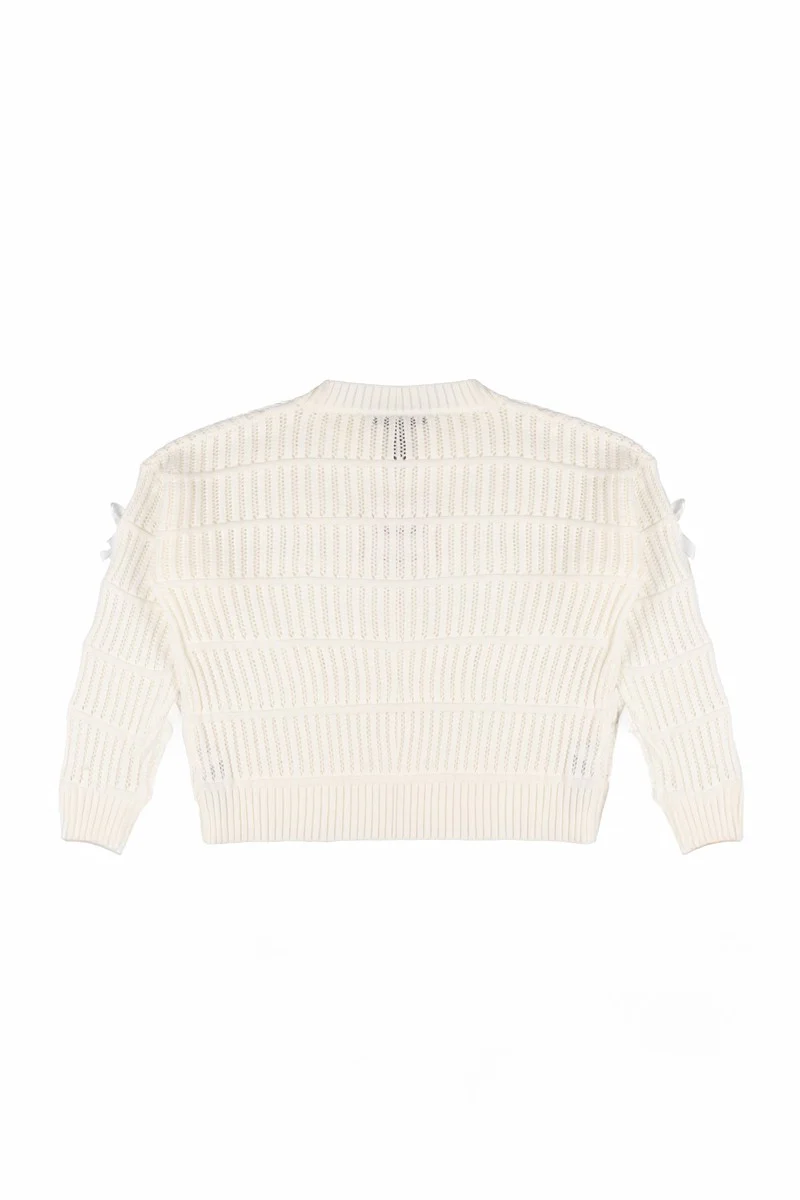 Ribbon Bow Cropped Sweater - Image 4