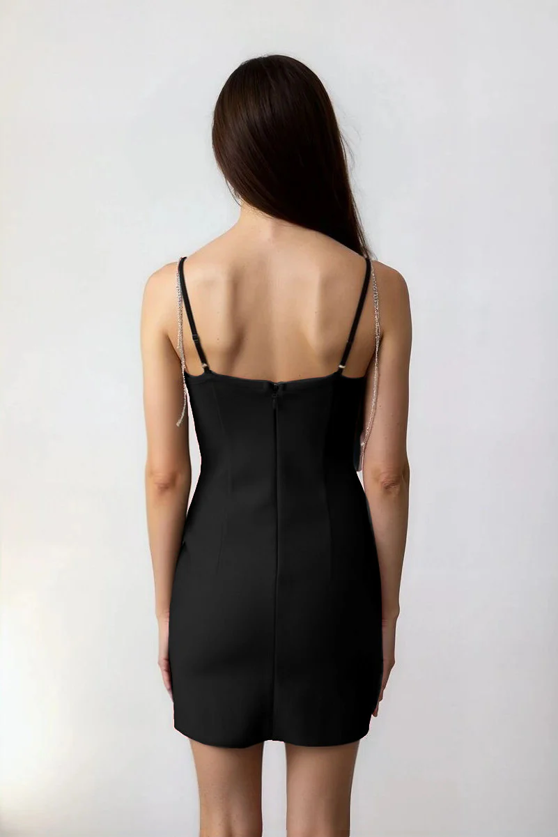 Rhinestone Bow Sweetheart Bodycon Mini Dress - Image 2