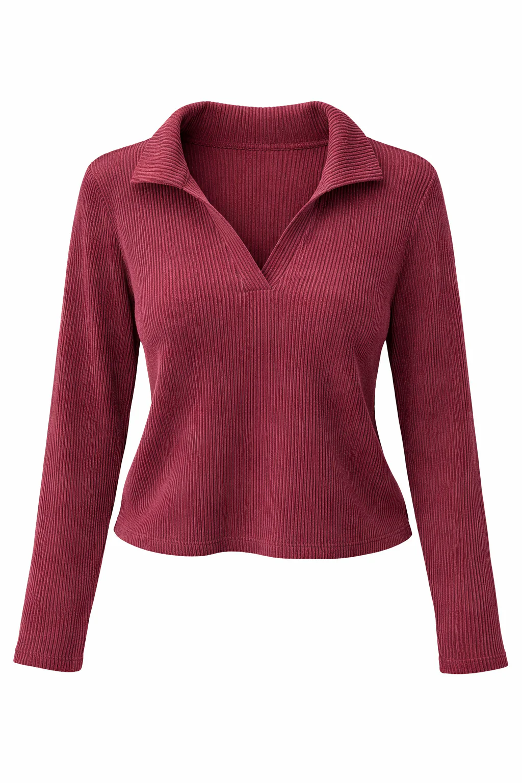 Plus Size Ribbed Long Sleeve Polo And Skort Set - Image 3