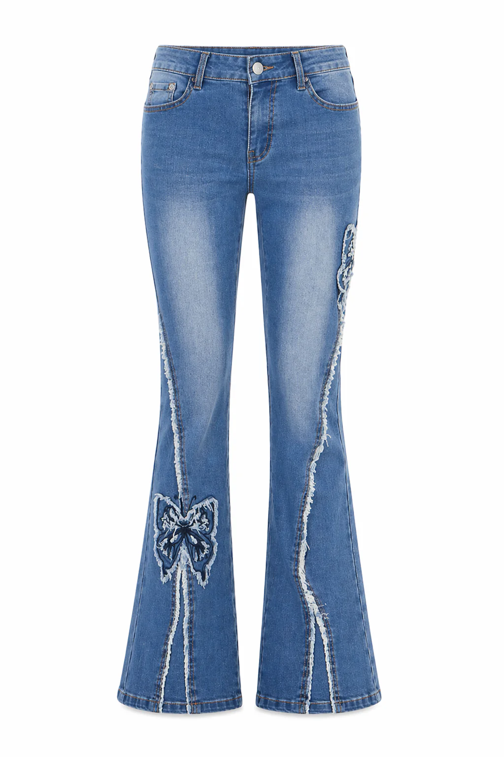 Flare Denim With Butterfly Appliques - Image 2