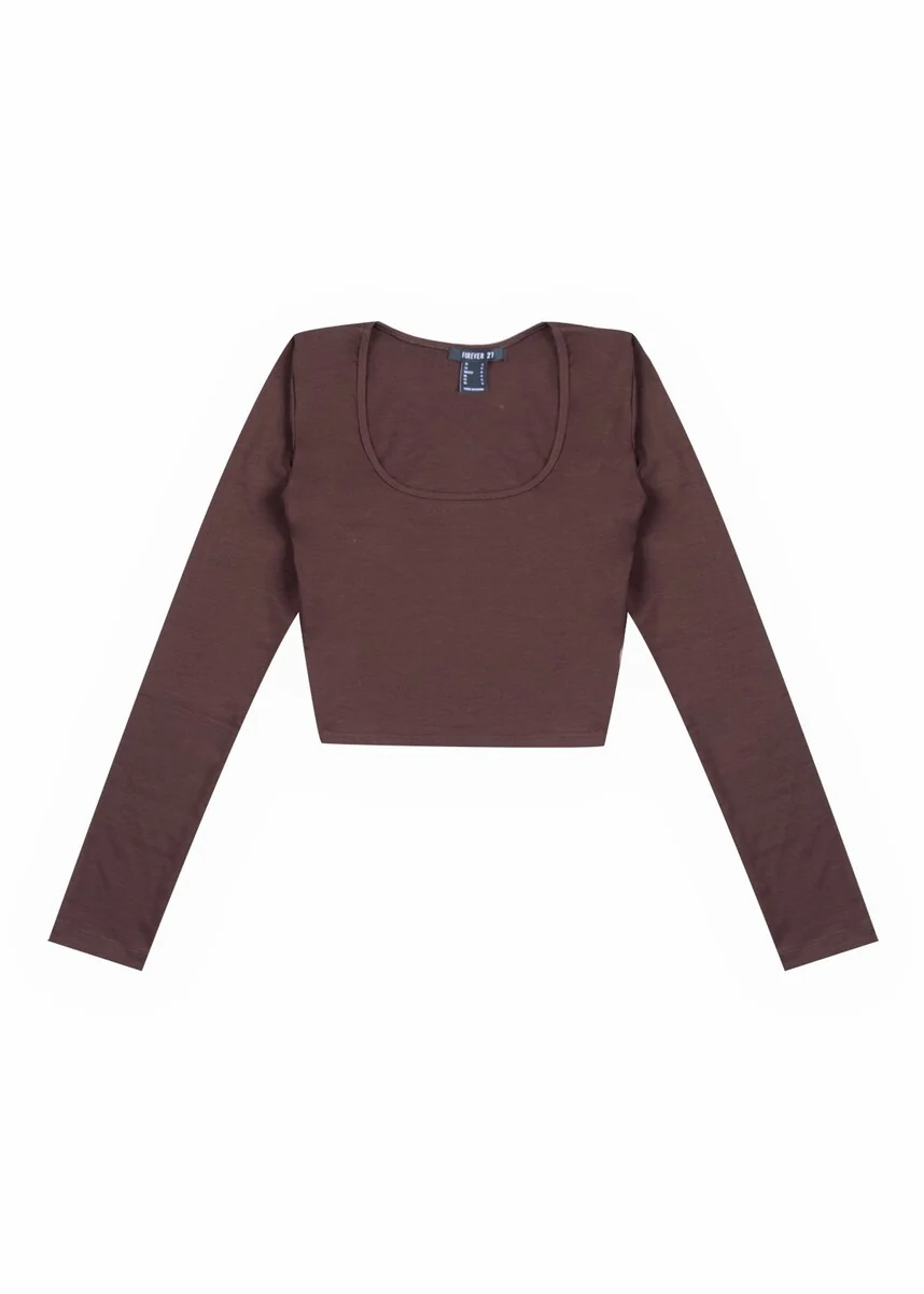 Cropped Scoop Neck Top - Image 10