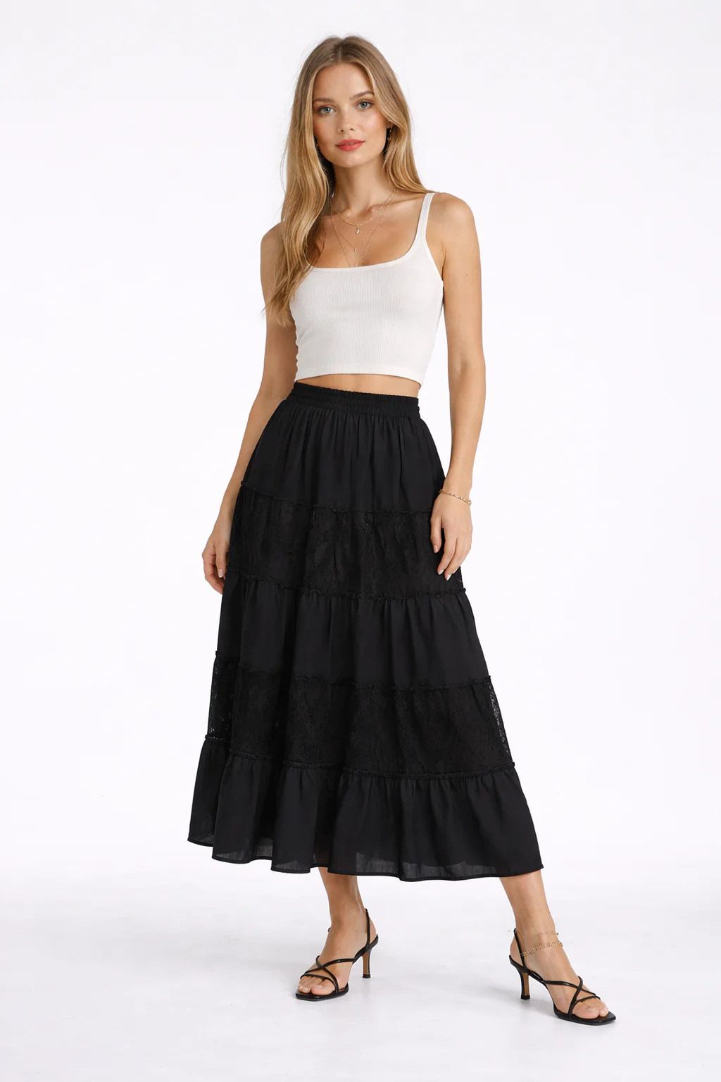 Tiered Lace Maxi Skirt