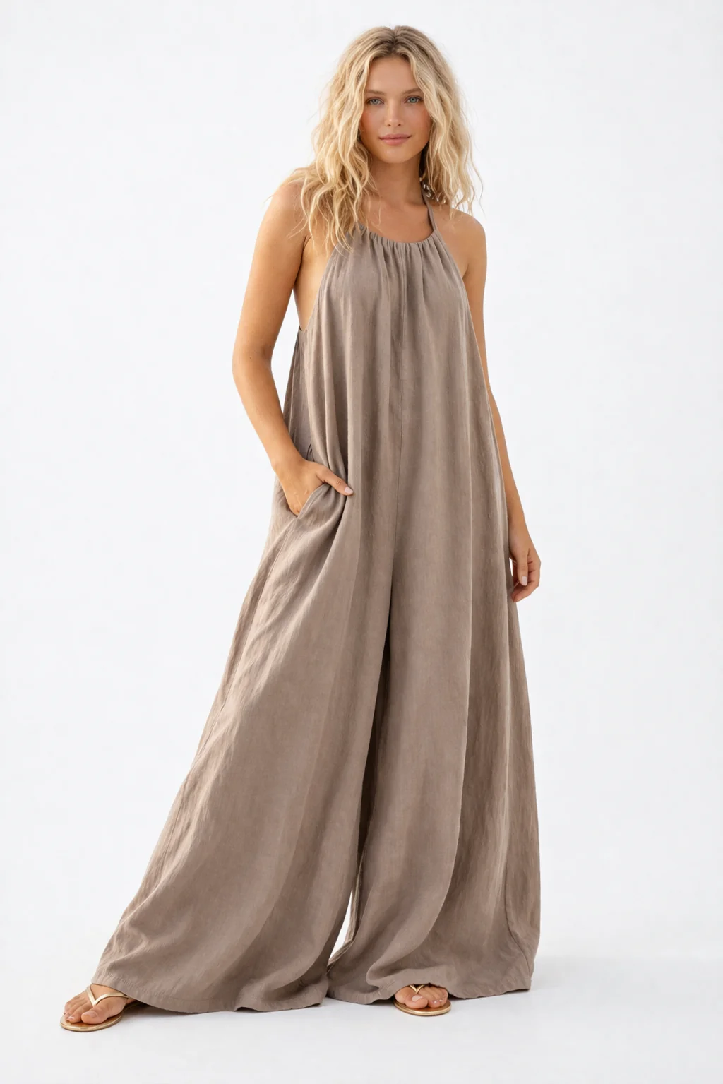Ultra Wide Leg Jumpsuit With Pockets