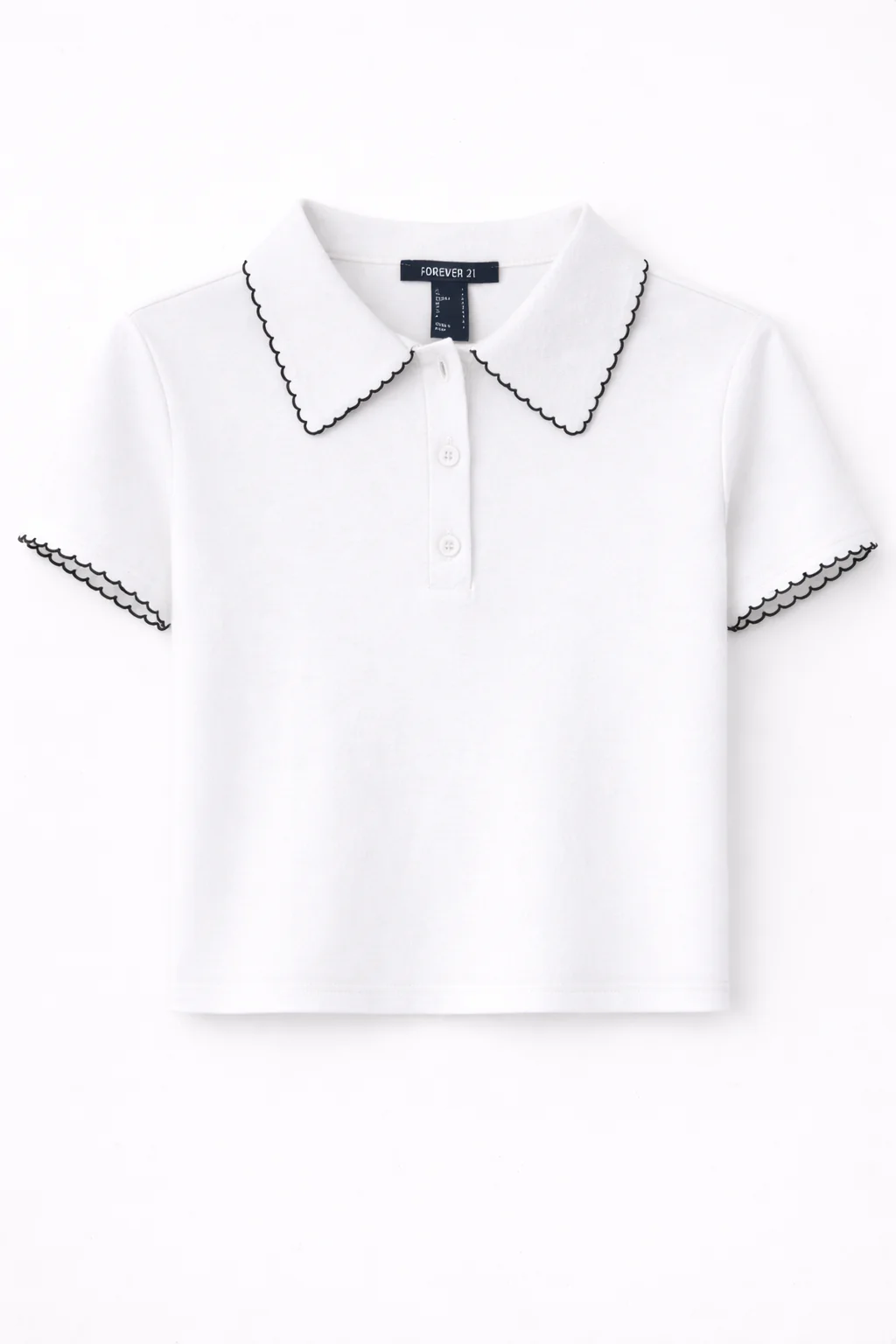 Scalloped Edge Short Sleeve Polo Shirt - Image 3