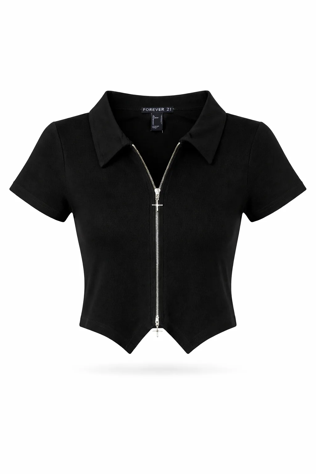 Double Zip Front Short Sleeve Collared Top - Image 8
