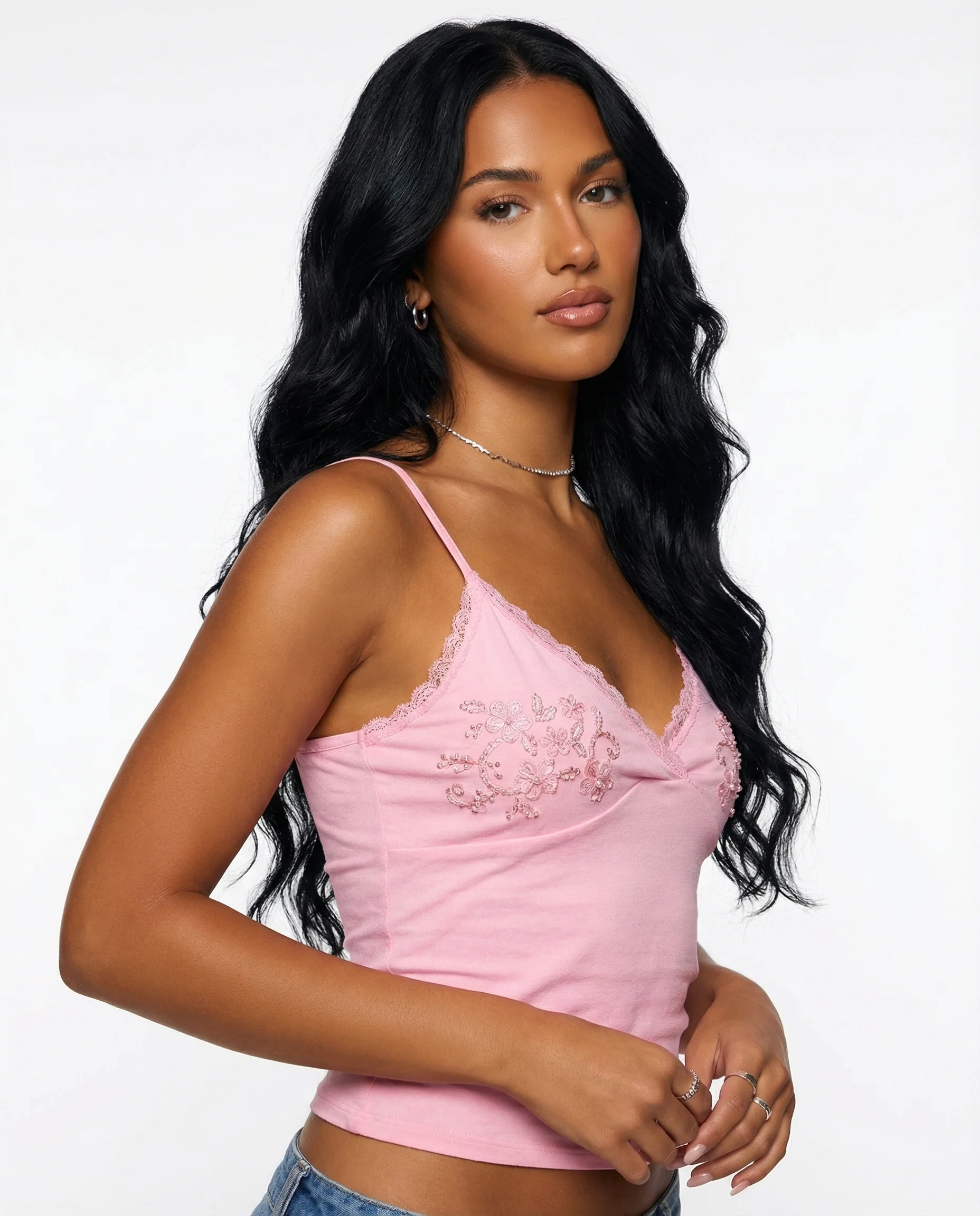 Beaded Lace Trim Tank Top - Image 4