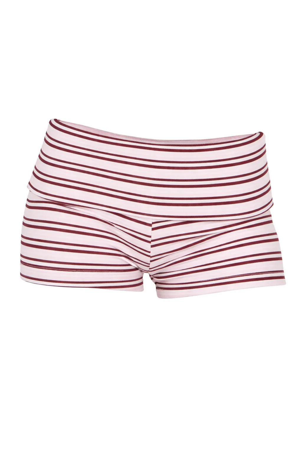 Striped Fold Over Waistband Shorts - Image 3