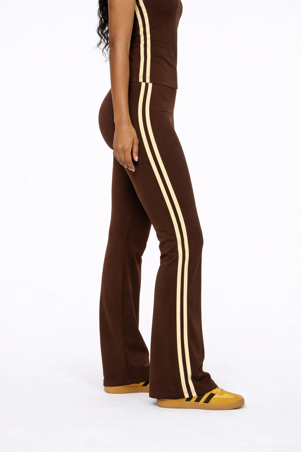 Sporty Chic Flare Pants With Stripes - Image 2