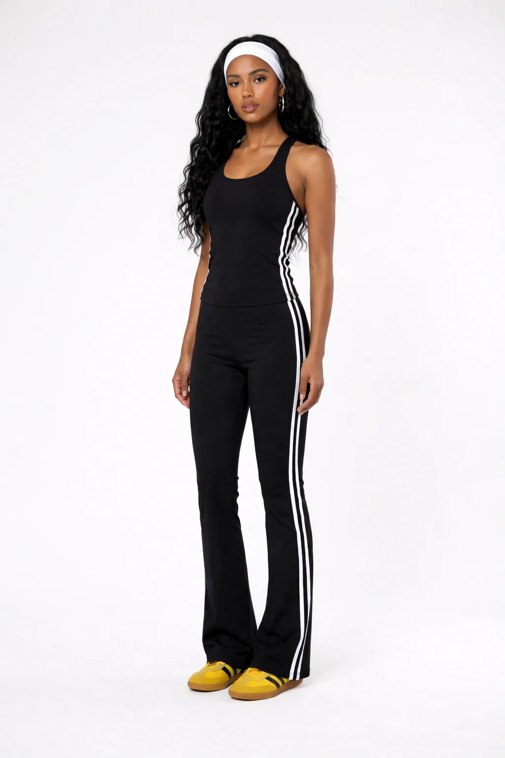 Sporty Chic Flare Pants With Stripes - Image 3