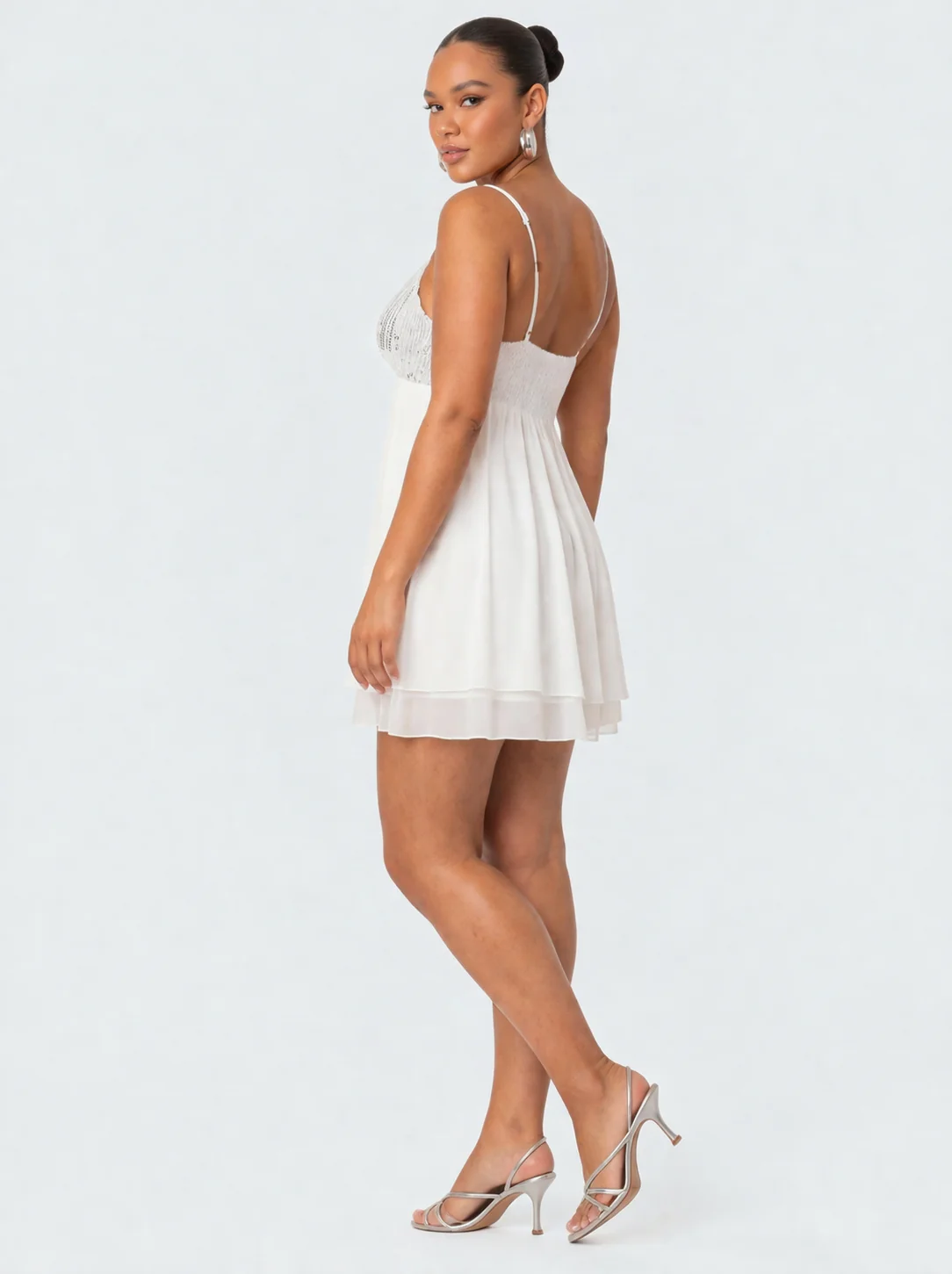 Plus Linen Sequin Mini Dress - Image 2