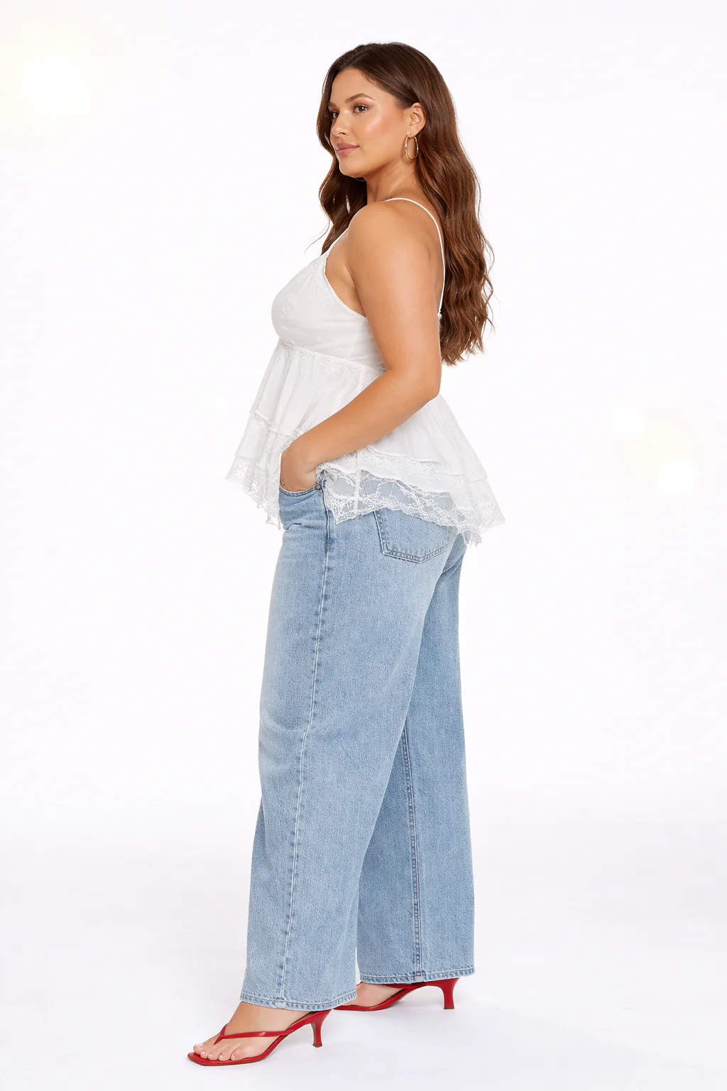Plus Layered Lace Trim Tank Top - Image 2