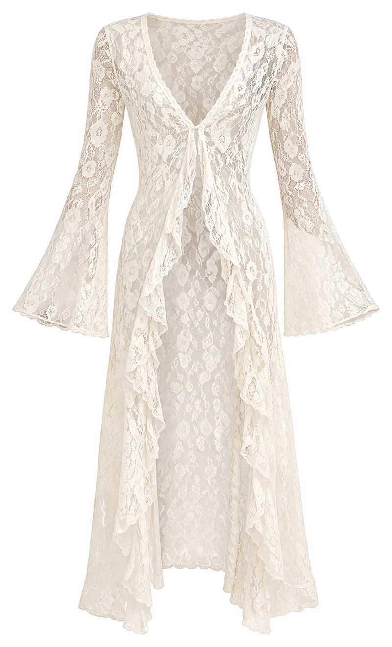 Plus Ruffled Lace Cardigan - Image 3