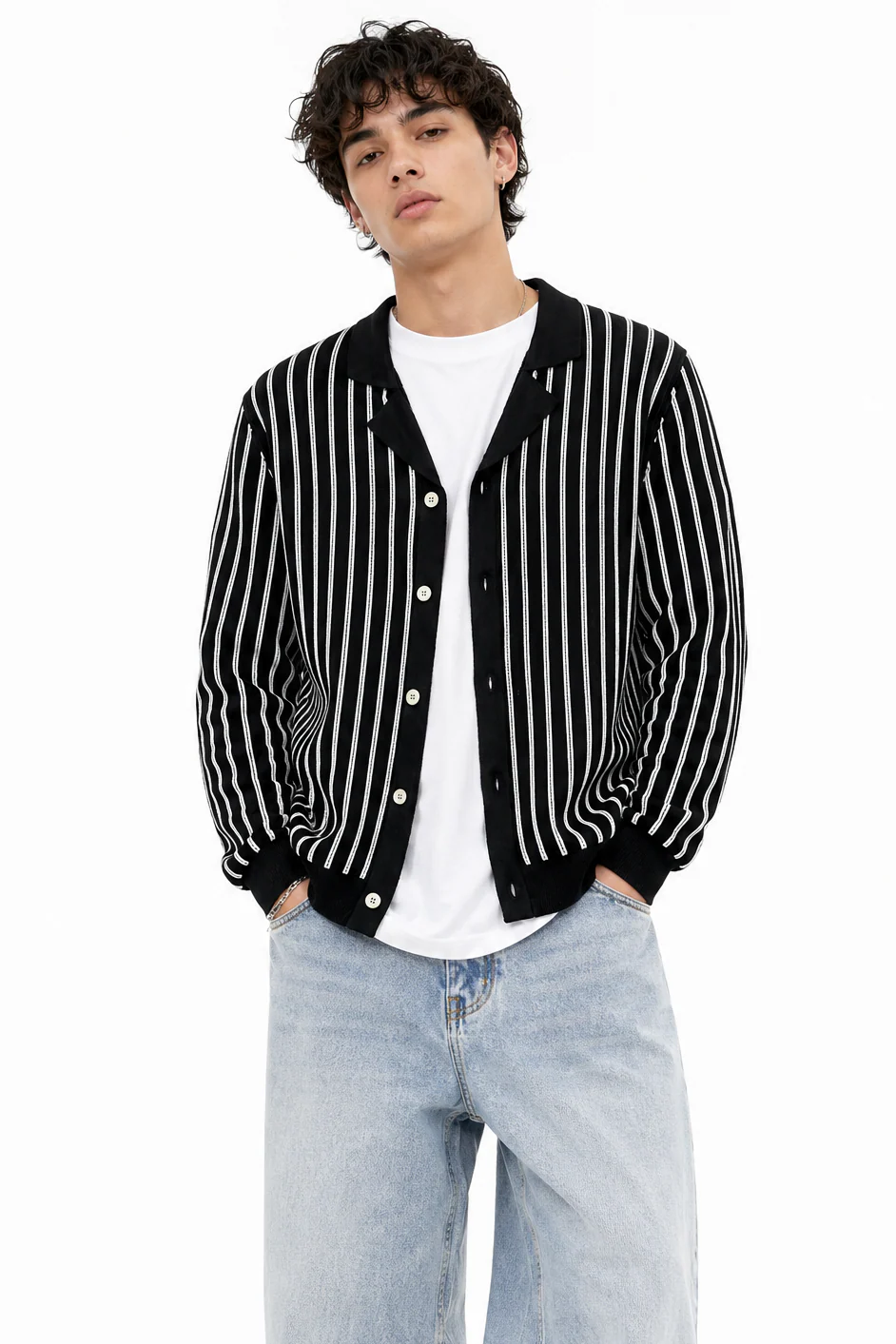 Lightweight Striped Knit Cardigan