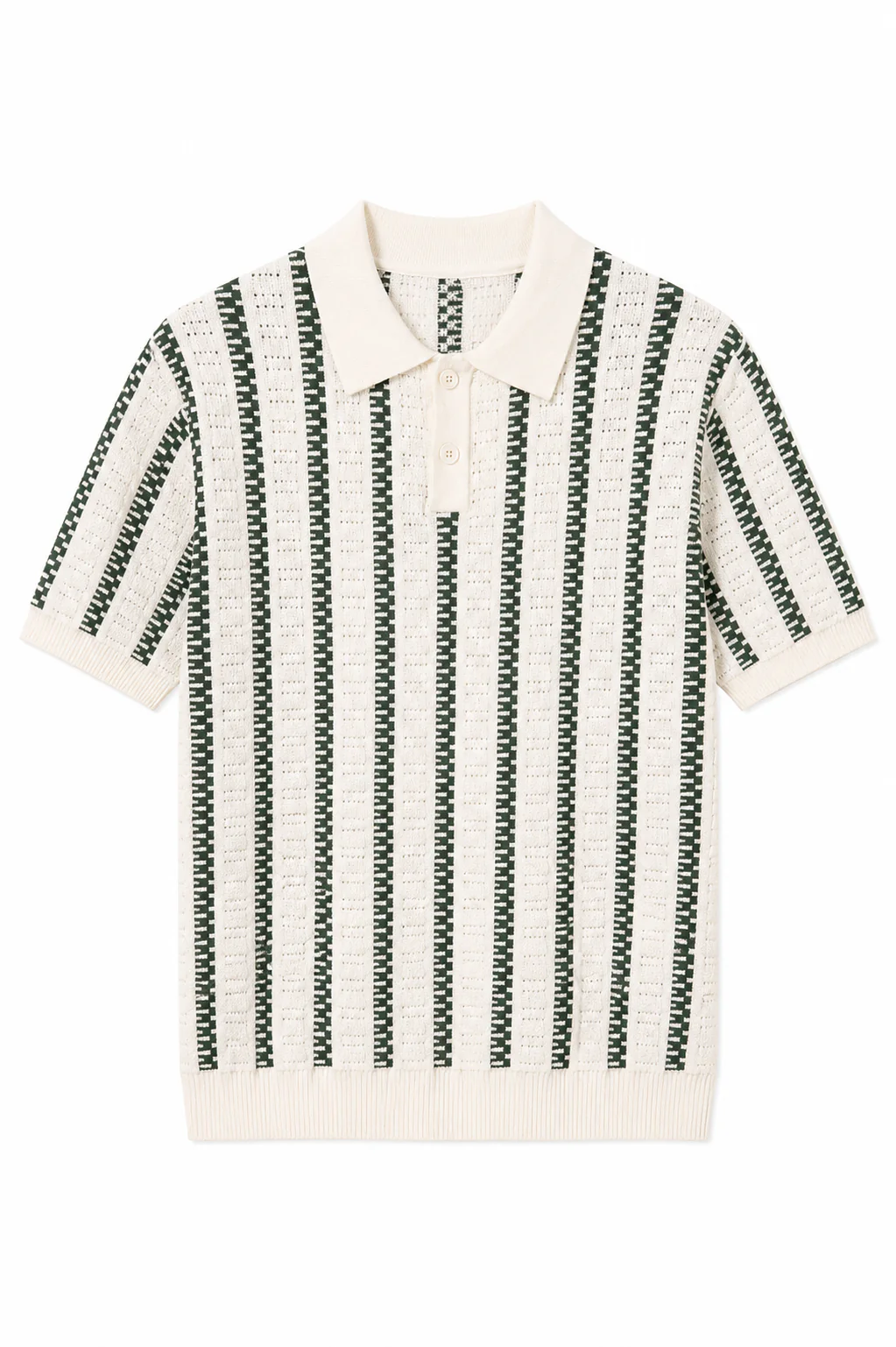 Striped Knit Polo Shirt - Image 2