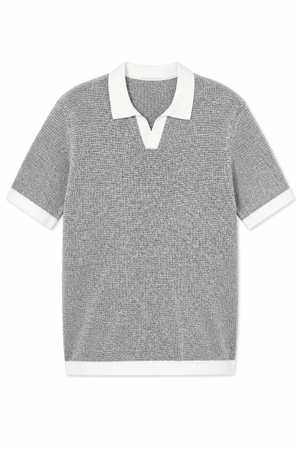 Contrast Hem Knit Collared Shirt - Image 3