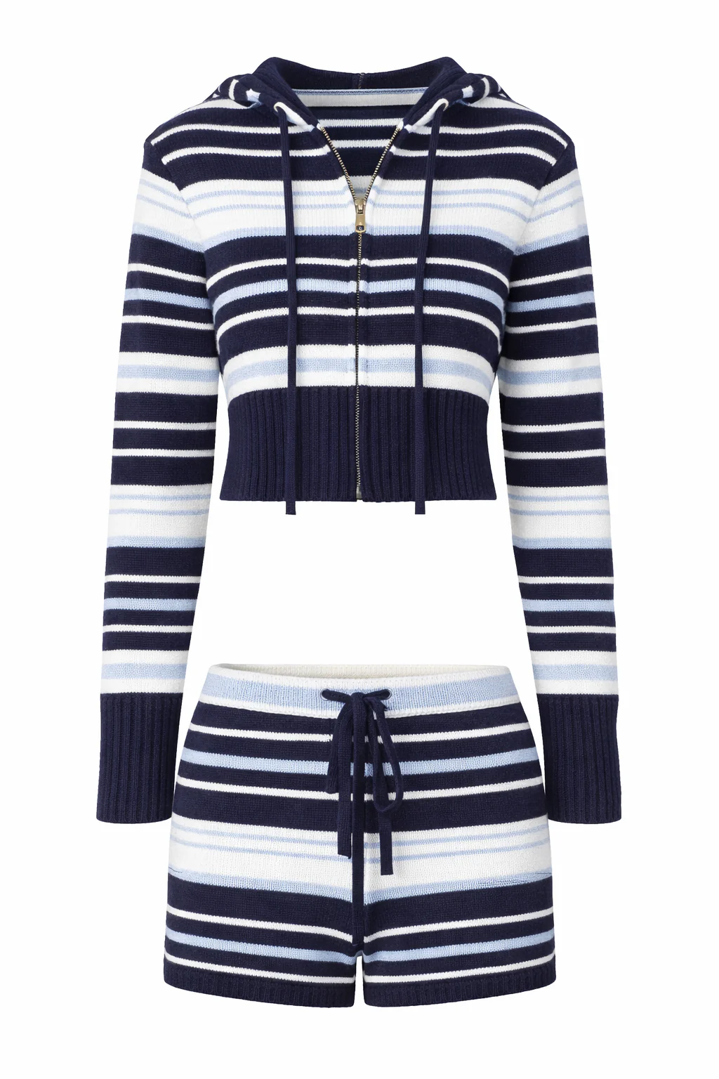 Knit Striped Shorts and Full Zip - Image 4