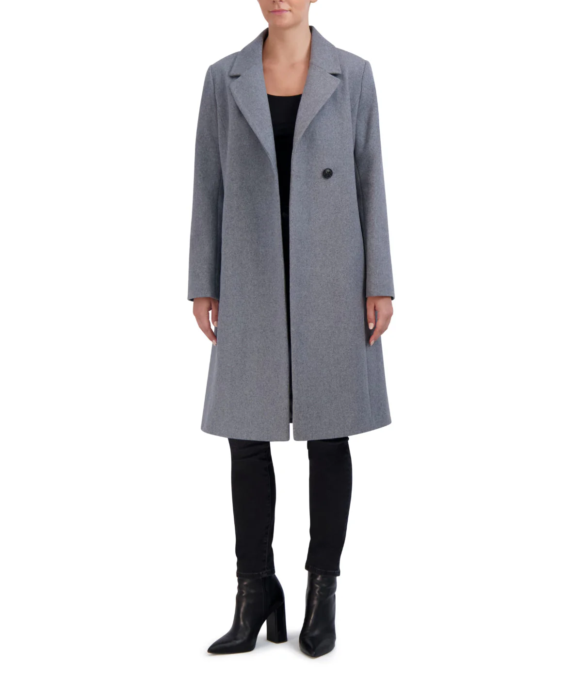 Asymmetrical Wool Blend Coat Light Grey