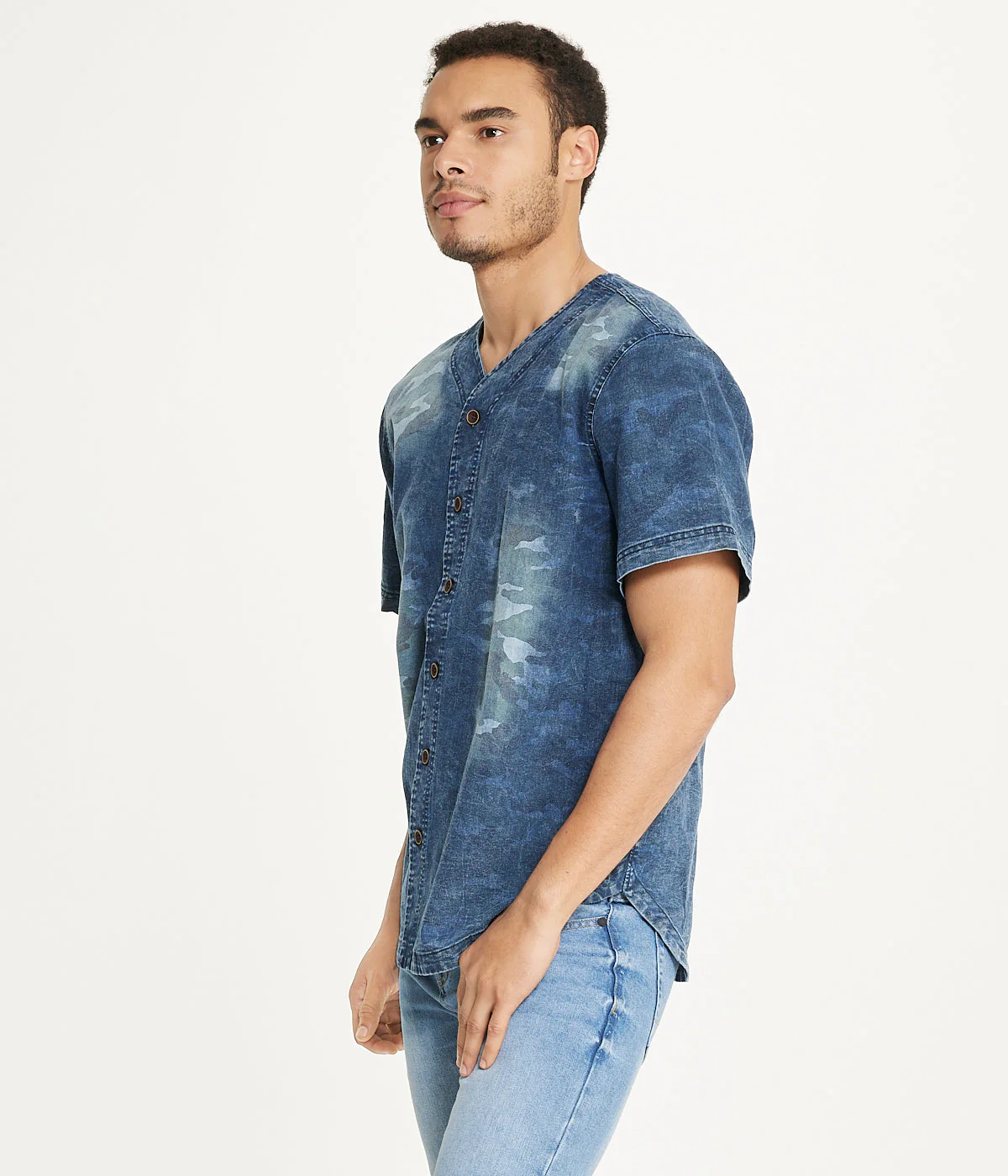 Brooklyn Laundry Men's Baseball Denim Shirt Vintage Distress - Image 3