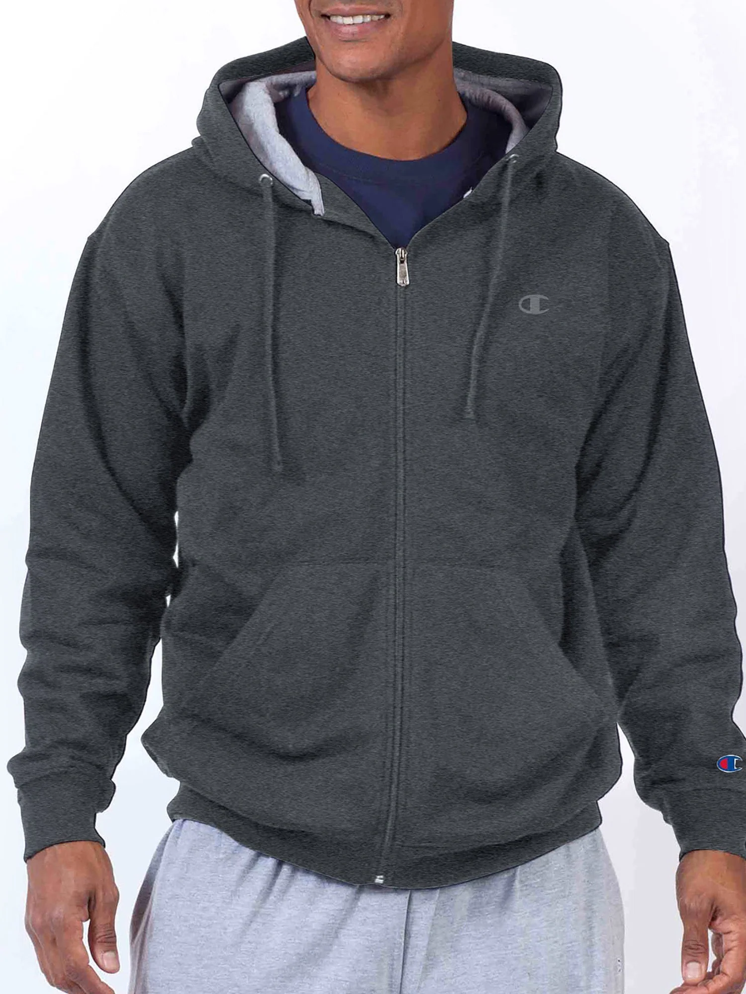 Champion Big And Tall Men's Powerblend Fleece Full Zipper Hoodie Sweatshirt