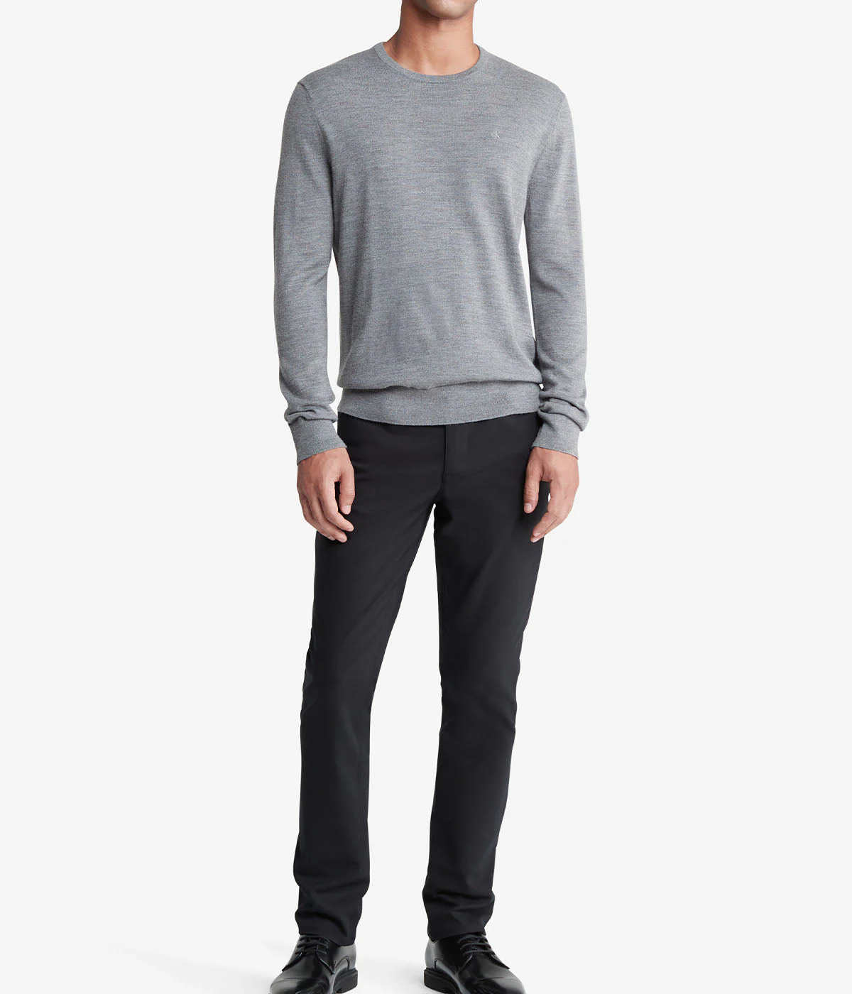 Long Sleeve Solid Extrafine Merino Crew 14Gg Gray