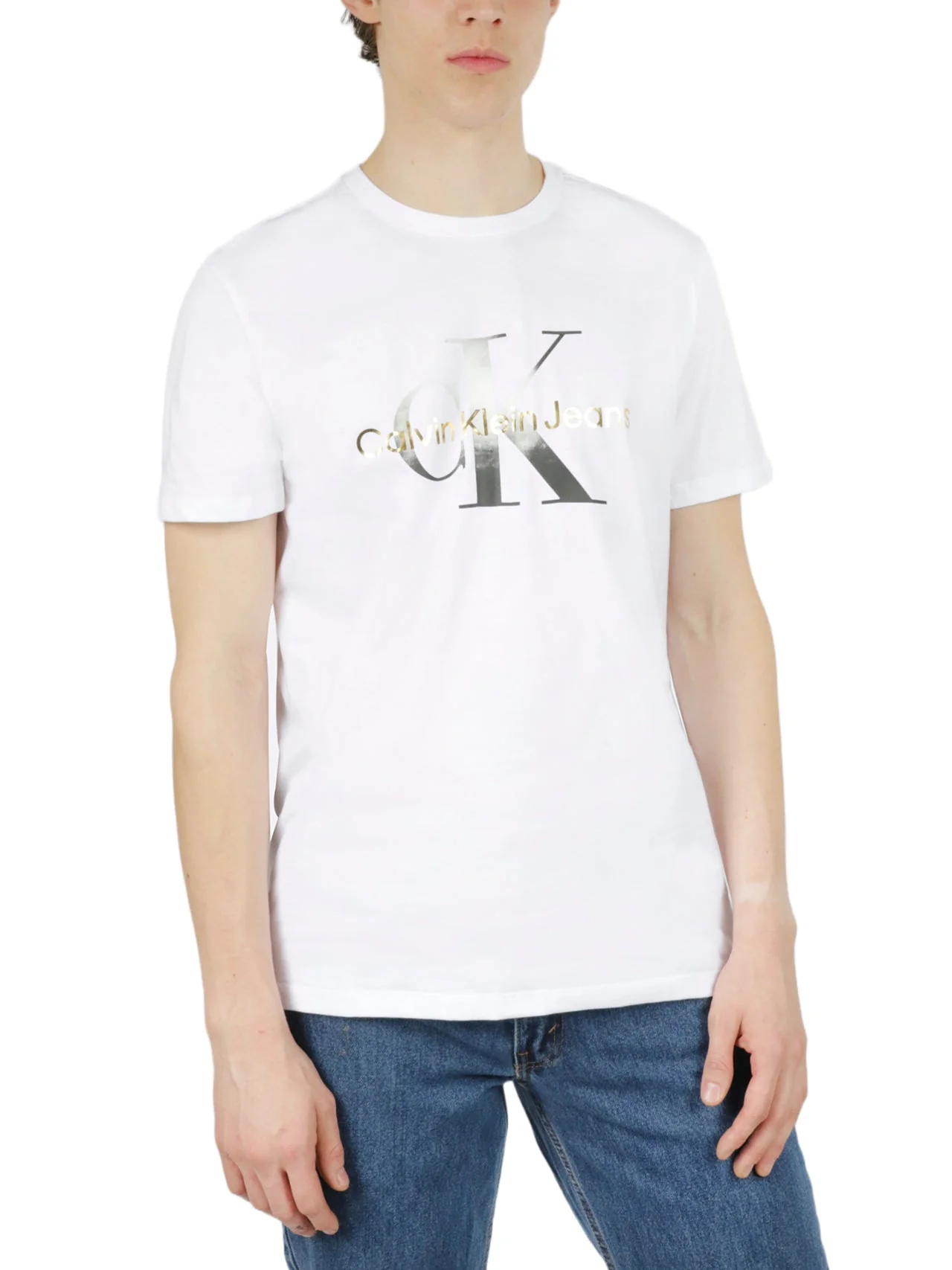 Short Sleeves Gold/Silver Metallic Monogram Tee - Image 2